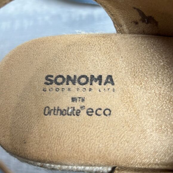 Sonoma Ortholite platform  wedge Espadrille sandals blue EUC size 8.5 - Picture 8 of 8